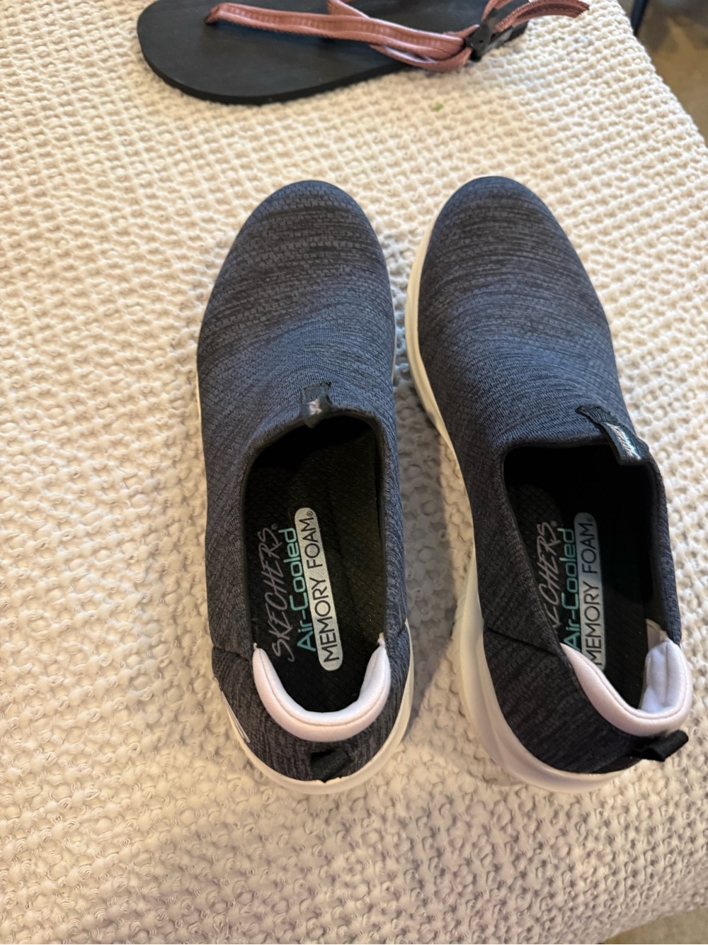 Skechers women Slip-On Walking Shoes in Charcoal Gray and White
